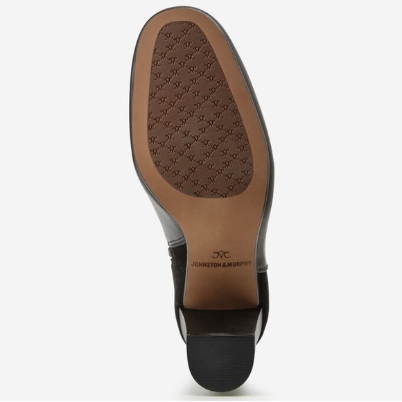 Johnson and Murphy black glove leather/ suede, block heel boots. - Picture 6 of 6